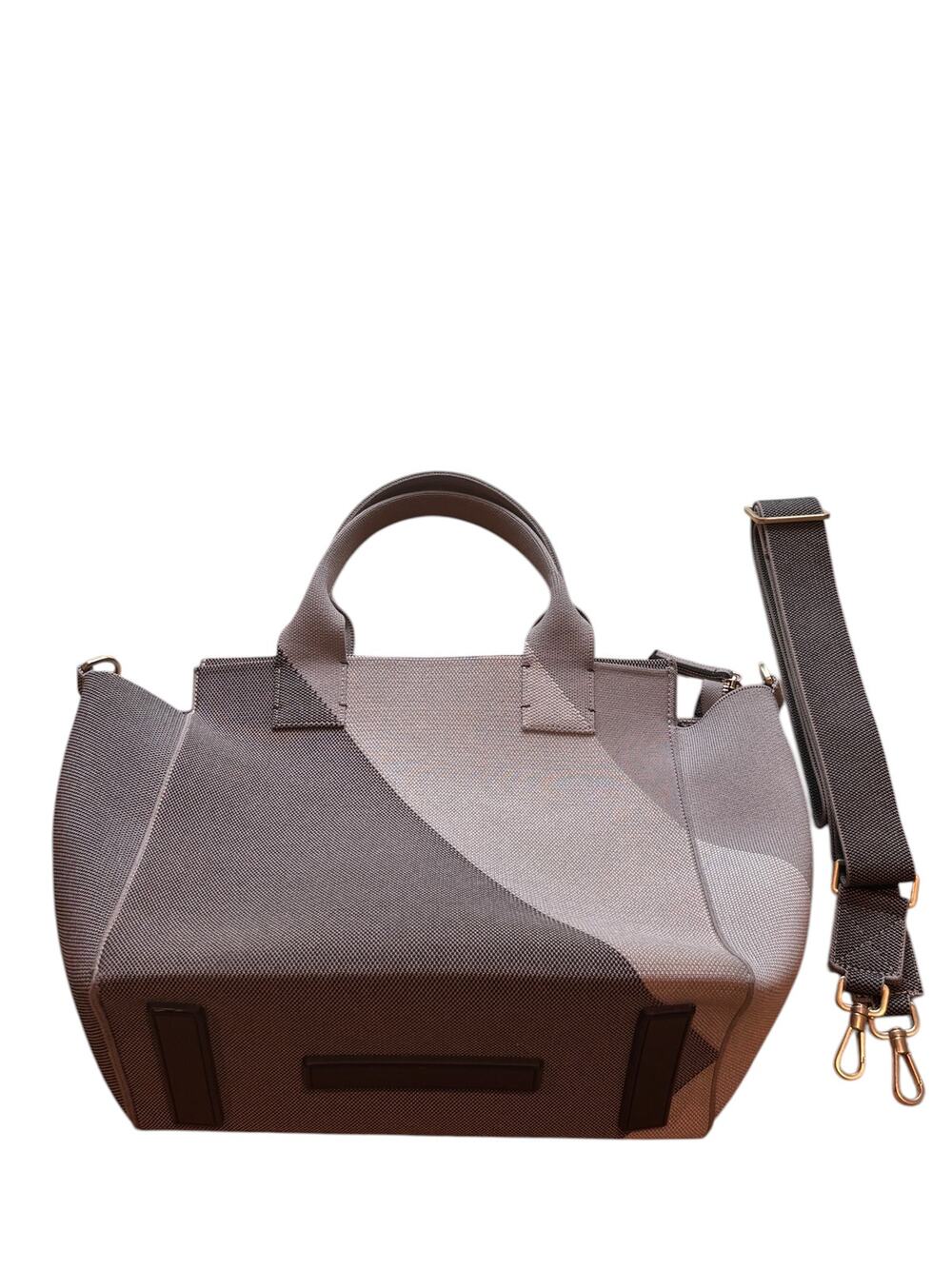 Rothy's Two-Tone Grey Tote Bag — Woven Washable, Top Handles + Crossbody Strap